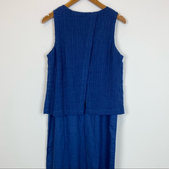 Pure Jill Blue Linen Cotton Layered Maxi Dress - Picture 7 of 7